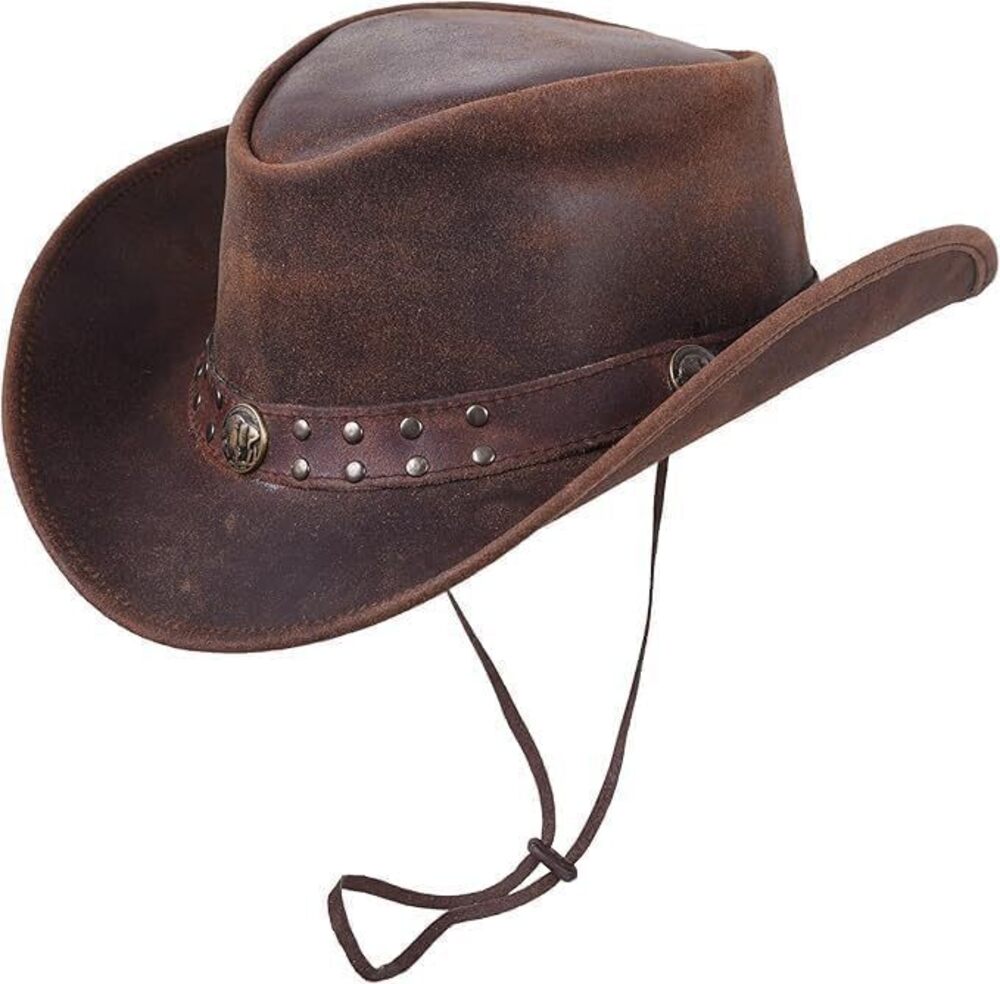7875 Leather Cowboy Hat Lightweight Handcrafted Western Shapeable Wide Brim